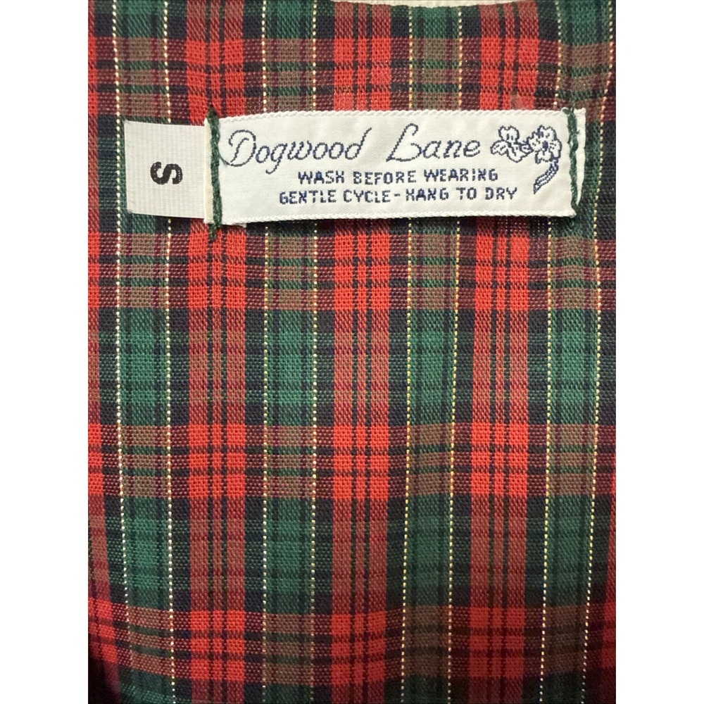 VTG Dogwood Lane Jumper Dress Pinafore Cottagecore Painted Buttons Holiday Plaid - Picture 3 of 12